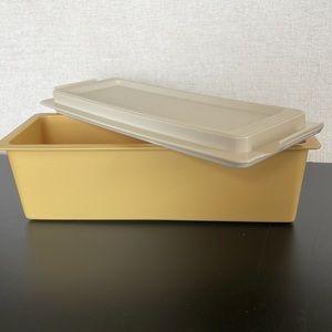 Vintage 1970's Tupperware Butter Dish Keeper Harvest Gold Almond Base